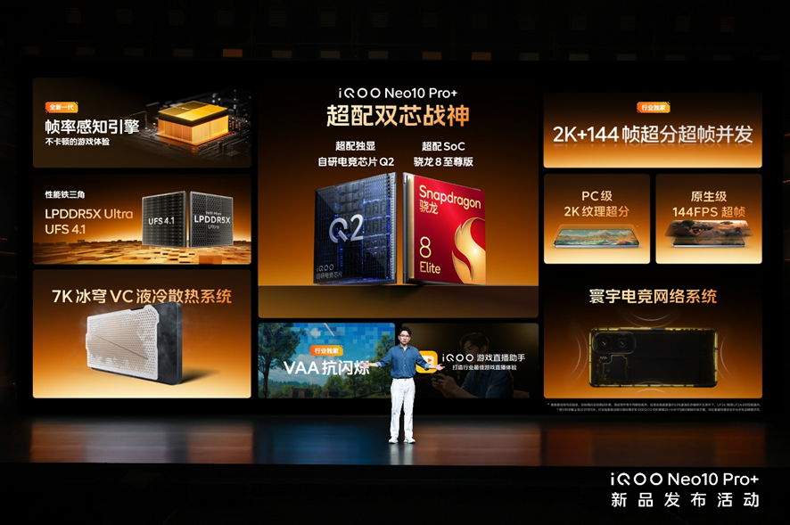 2K屏骁龙双芯旗舰 “超配双芯战神”iQOO Neo10 Pro+发布